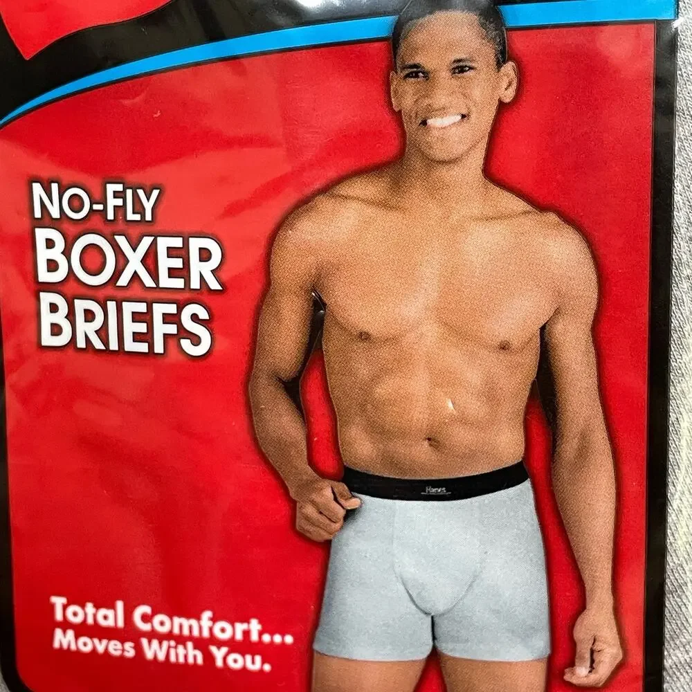 Hanes Stretch No Fly Boxer Briefs Men Small Pair of Gray Underwear New Vtg 2004
